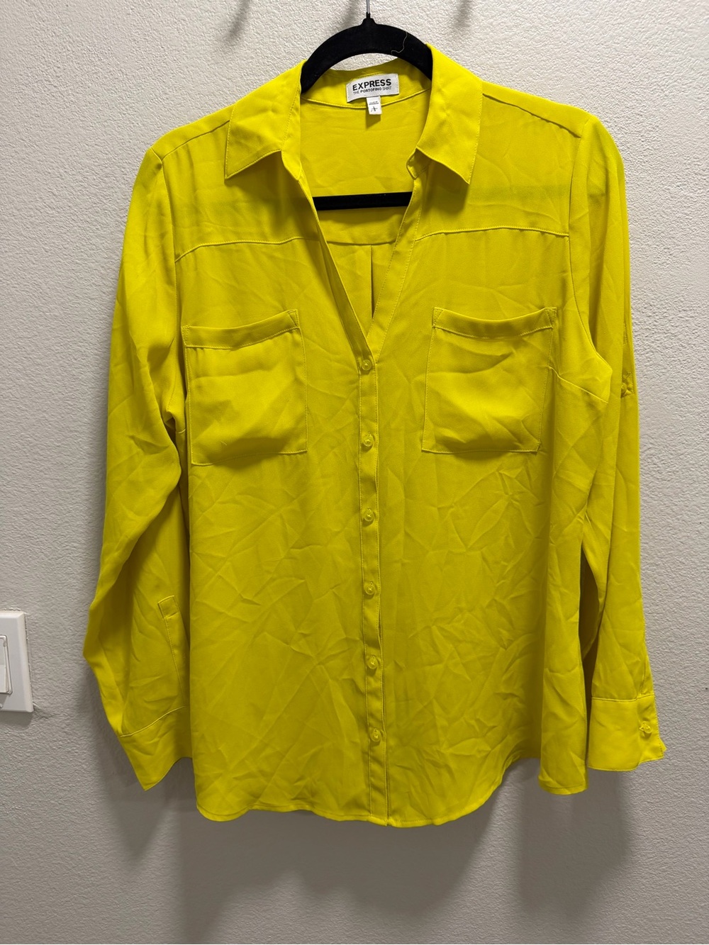 Express Bright Lime Button-Down Shirt
